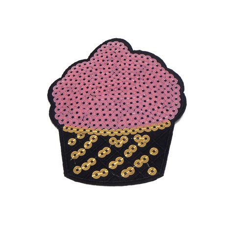 Strygemærke cupcake, glitter, 100x82 mm