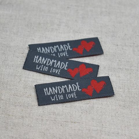 Vævet label, Handmade, 15x45 mm