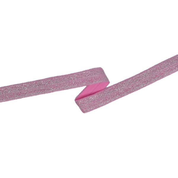 Folde elastik m/Lurex, 15 mm, pink