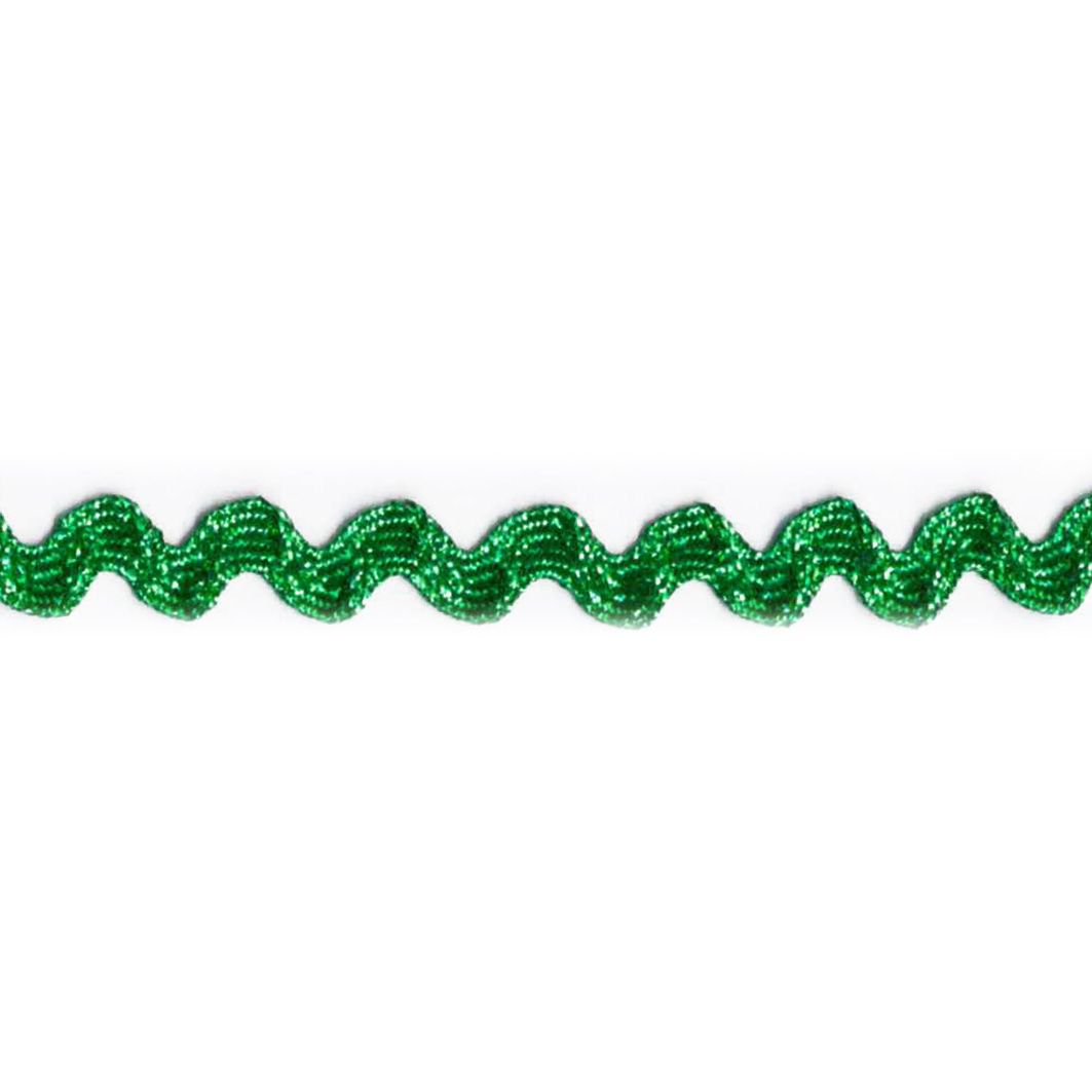 Zig Zag lurex bånd, grøn, 10mm
