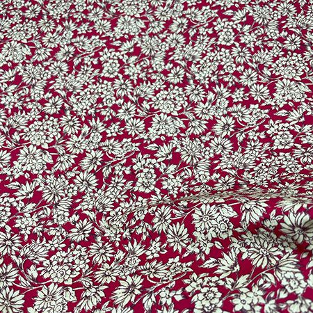 Poplin blomster metervare 1120 mm, rød