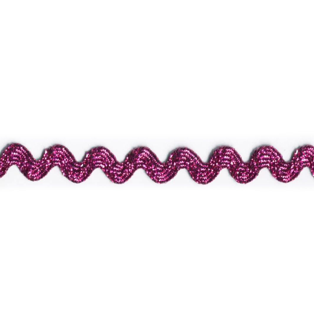 Zig Zag lurex bånd, pink, 10mm