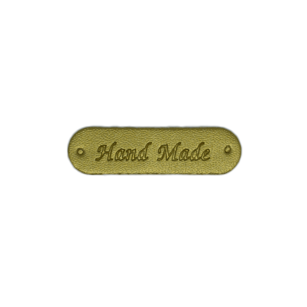 Hand Made label, guld, kunstlæder, 11x45 mm